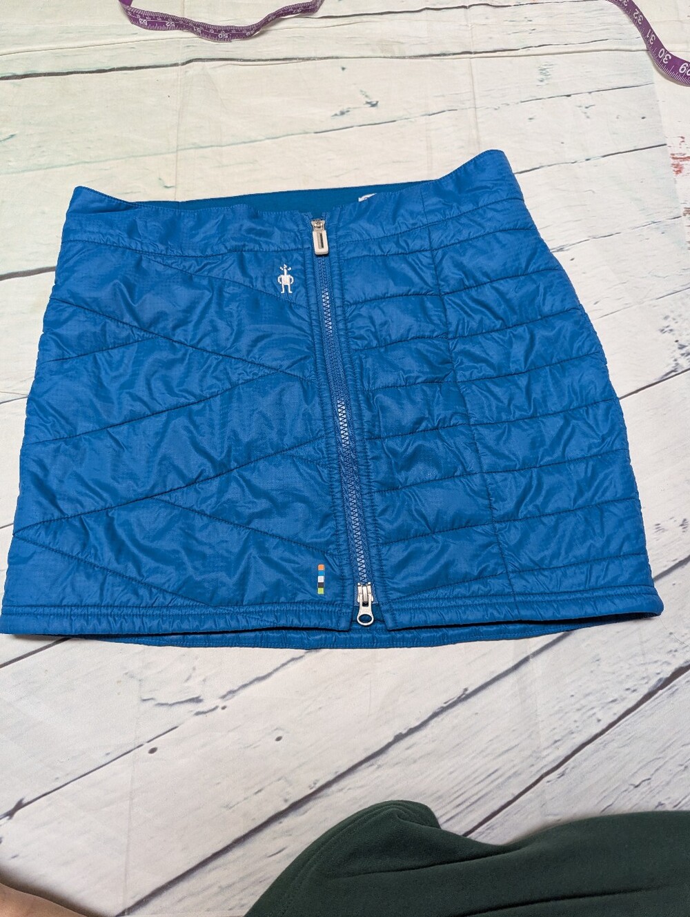 Smartwool Quilted Electric Blue Zip-Front Mini Skirt